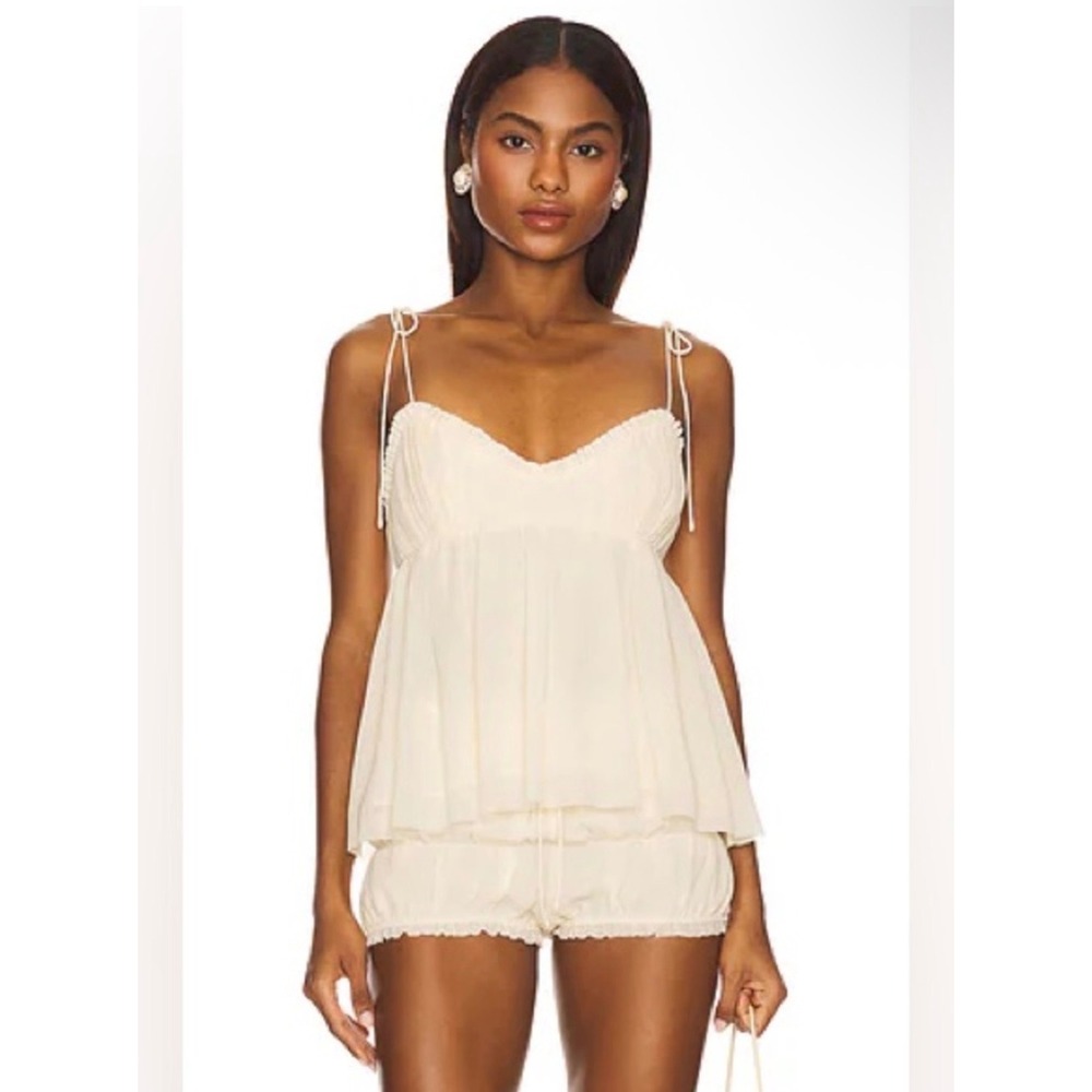 SEROYA Maven Top Lotta Shorts Matching Two Piece Set Eggshell Ivory M